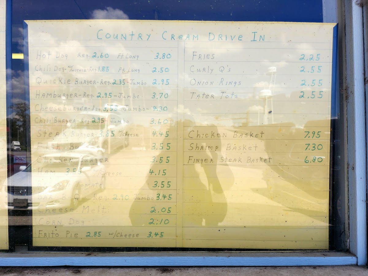 Country Cream Drive-In Menu - Image 1